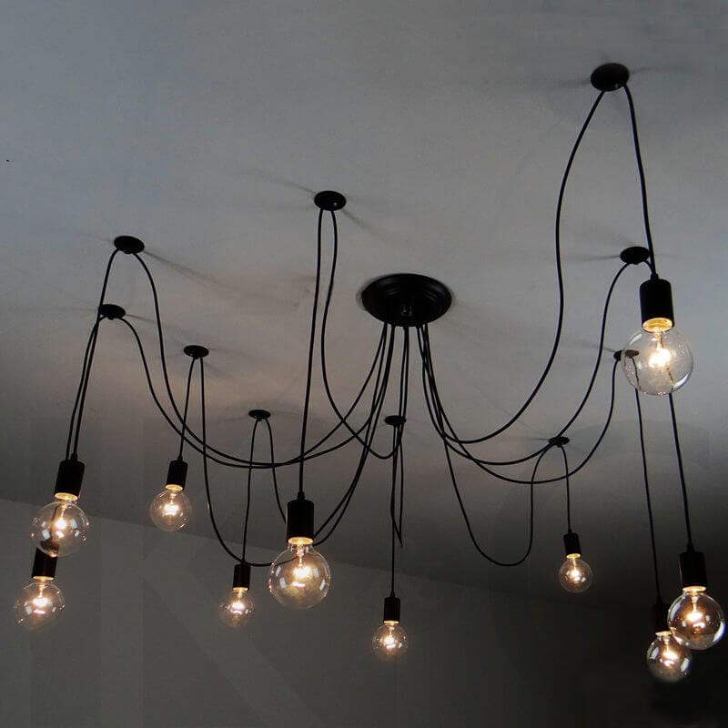 trolleybus zuiger bijwoord Spinlamp zwart met Edison lampjes | Voor een industriële look!