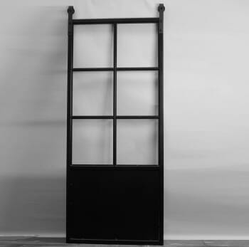 Stalen schuifdeur incl poedercoat en glas - loftdeur-volledig