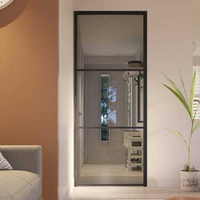 Stalen scharnierdeur Slimline 3-vaks magneetsluiting linksdraaiend rookglas - Afbeelding 3