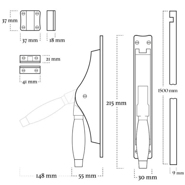 Espagnolet in messing getrommeld - Afbeelding 3