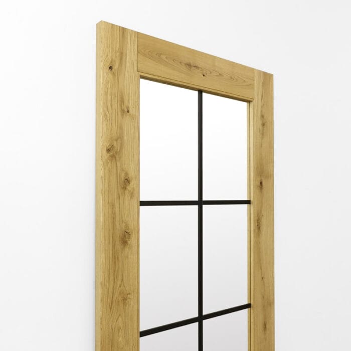 Schuifdeur Eikenhout Glas 8 vaks 100x210 - Afbeelding 3